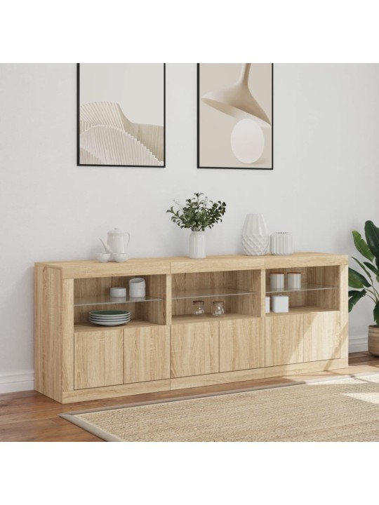 Příborník s LED osvětlením dub sonoma 181,5 x 37 x 67 cm