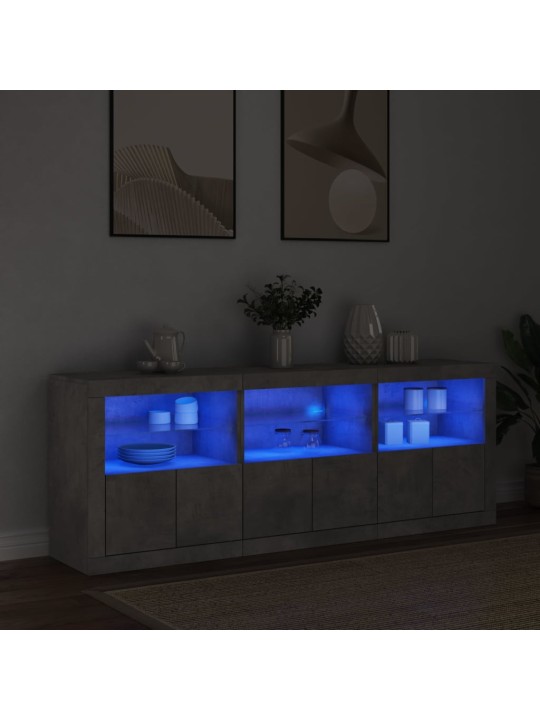 Příborník s LED osvětlením betonově šedý 181,5 x 37 x 67 cm