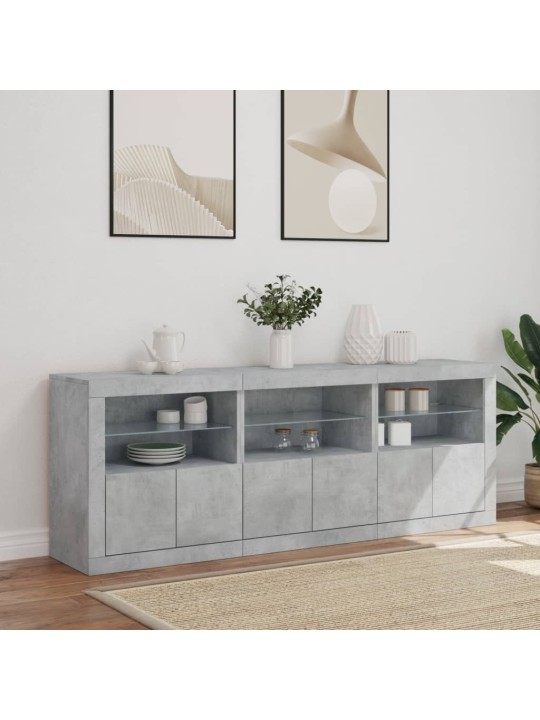 Příborník s LED osvětlením betonově šedý 181,5 x 37 x 67 cm