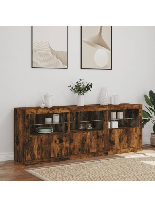 Příborník s led osvětlením kouřový dub 181,5 x 37 x 67 cm