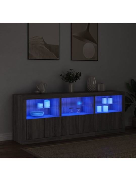Příborník s led osvětlením šedý sonoma 181,5 x 37 x 67 cm