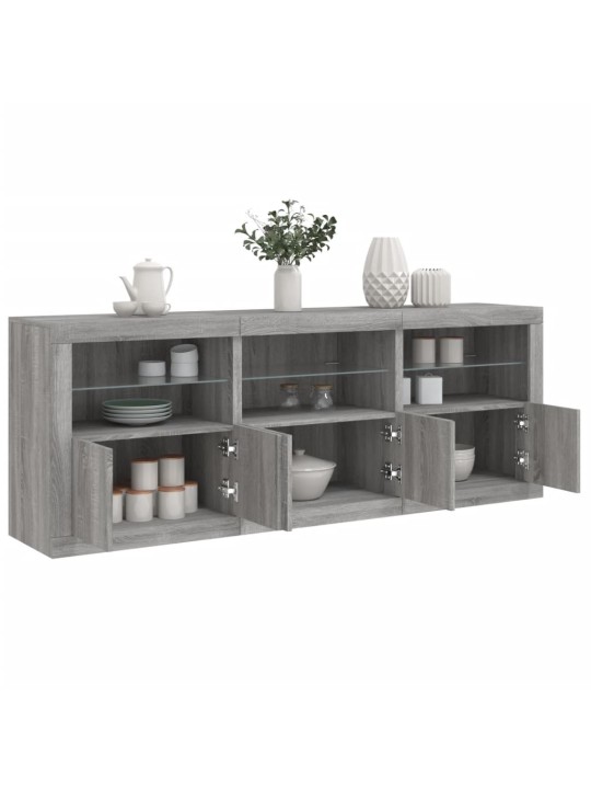 Příborník s led osvětlením šedý sonoma 181,5 x 37 x 67 cm