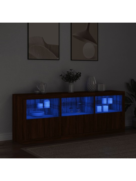 Příborník s LED osvětlením hnědý dub 181,5 x 37 x 67 cm