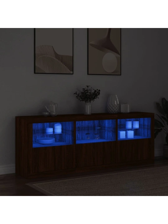 Příborník s LED osvětlením hnědý dub 181,5 x 37 x 67 cm