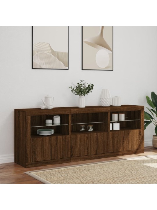 Příborník s LED osvětlením hnědý dub 181,5 x 37 x 67 cm