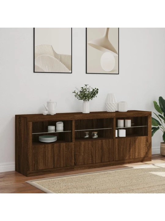 Příborník s LED osvětlením hnědý dub 181,5 x 37 x 67 cm