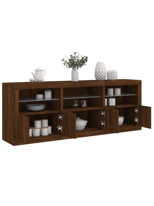 Příborník s LED osvětlením hnědý dub 181,5 x 37 x 67 cm
