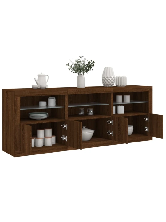 Příborník s LED osvětlením hnědý dub 181,5 x 37 x 67 cm
