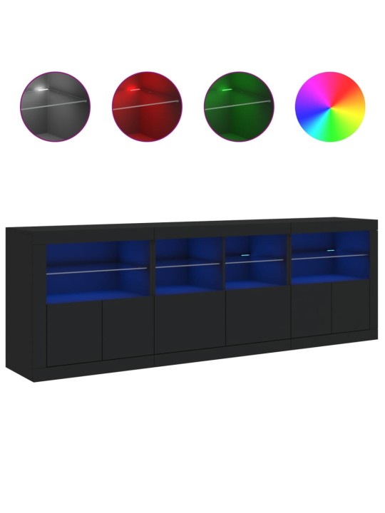 Příborník s LED osvětlením černý 202 x 37 x 67 cm