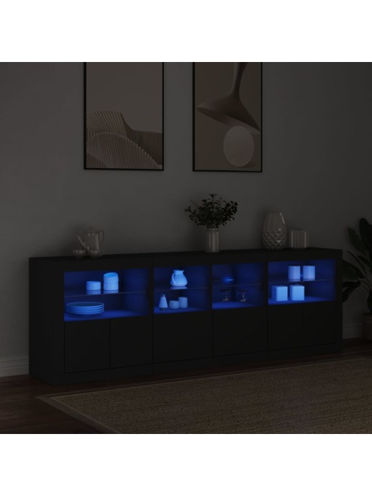 Příborník s LED osvětlením černý 202 x 37 x 67 cm