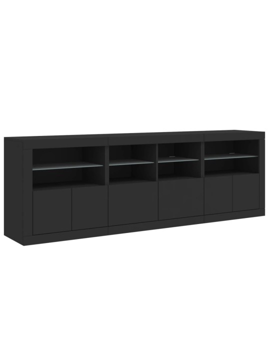Příborník s LED osvětlením černý 202 x 37 x 67 cm