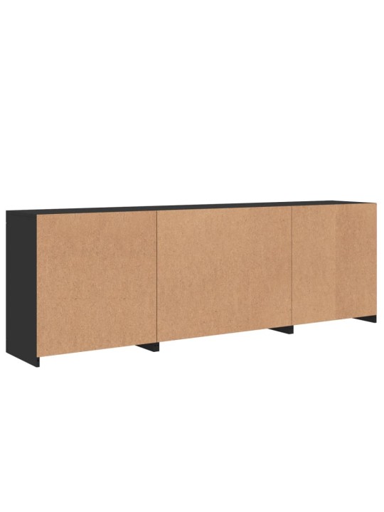 Příborník s LED osvětlením černý 202 x 37 x 67 cm