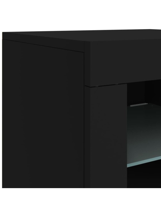 Příborník s LED osvětlením černý 202 x 37 x 67 cm