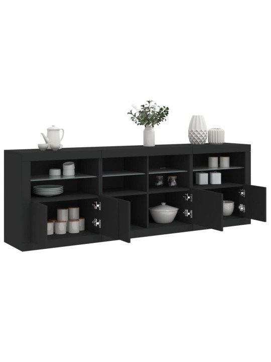 Příborník s LED osvětlením černý 202 x 37 x 67 cm