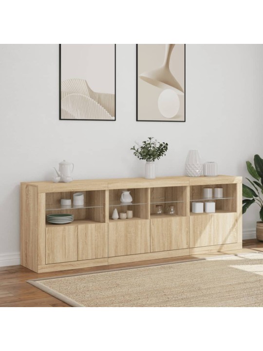 Příborník s LED osvětlením dub sonoma 202 x 37 x 67 cm