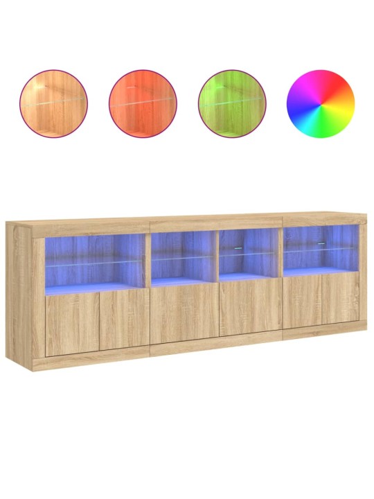 Příborník s LED osvětlením dub sonoma 202 x 37 x 67 cm