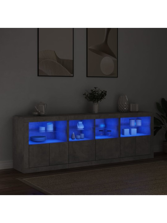 Příborník s LED osvětlením betonově šedý 202 x 37 x 67 cm