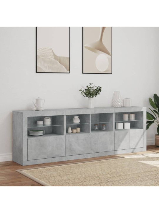 Příborník s LED osvětlením betonově šedý 202 x 37 x 67 cm