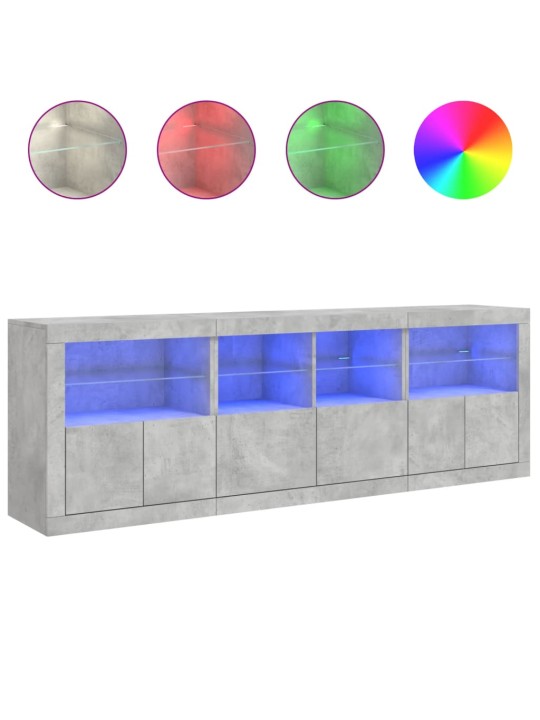 Příborník s LED osvětlením betonově šedý 202 x 37 x 67 cm