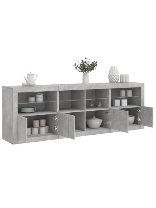Příborník s LED osvětlením betonově šedý 202 x 37 x 67 cm