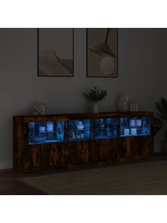 Příborník s led osvětlením kouřový dub 202 x 37 x 67 cm