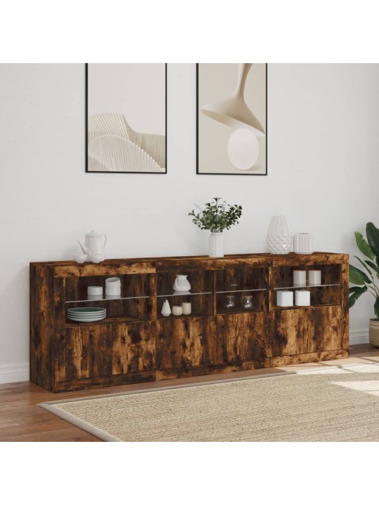 Příborník s led osvětlením kouřový dub 202 x 37 x 67 cm