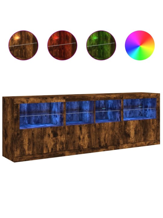 Příborník s led osvětlením kouřový dub 202 x 37 x 67 cm