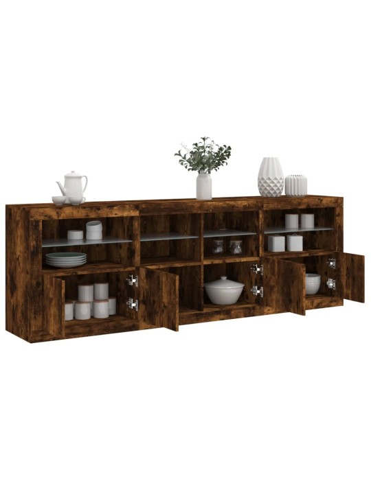Příborník s led osvětlením kouřový dub 202 x 37 x 67 cm