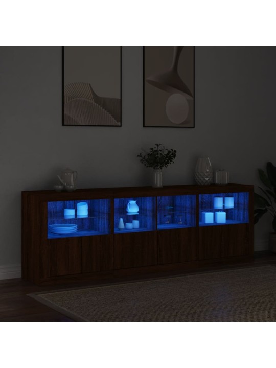 Příborník s LED osvětlením hnědý dub 202 x 37 x 67 cm