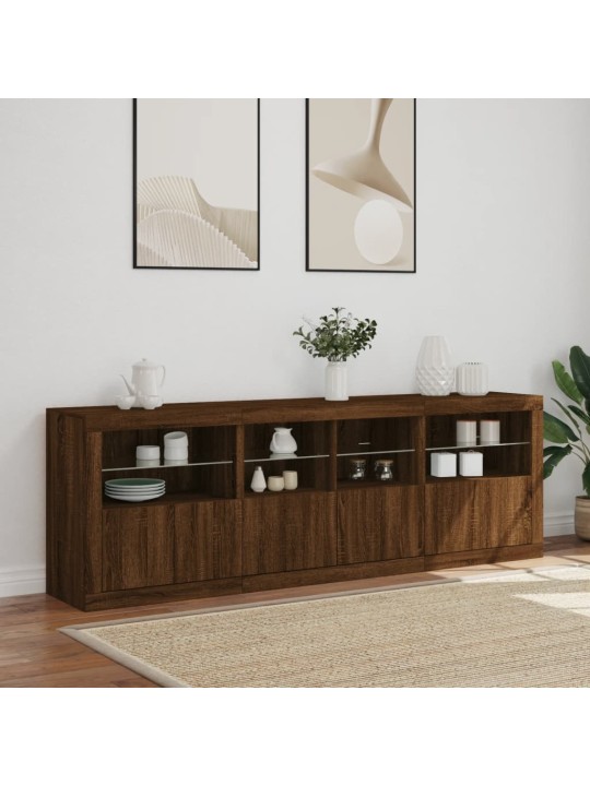 Příborník s LED osvětlením hnědý dub 202 x 37 x 67 cm
