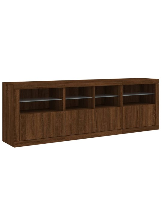 Příborník s LED osvětlením hnědý dub 202 x 37 x 67 cm