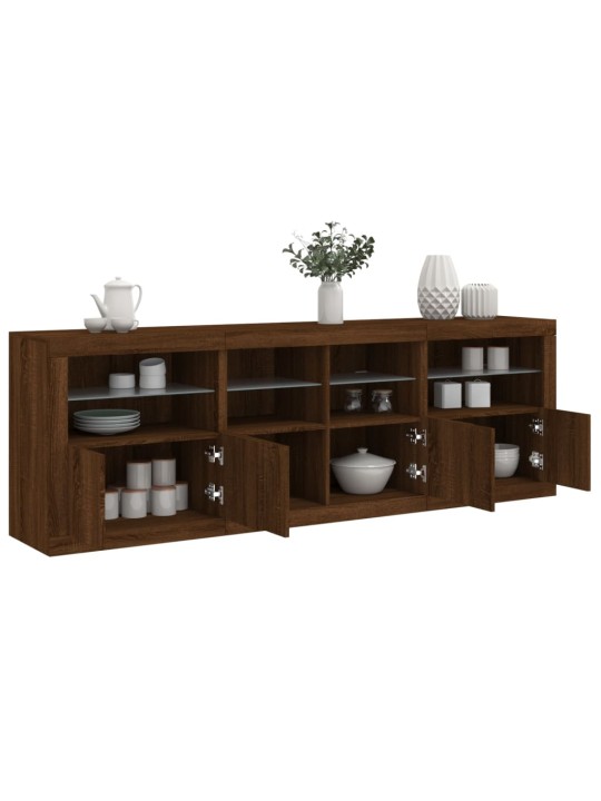 Příborník s LED osvětlením hnědý dub 202 x 37 x 67 cm