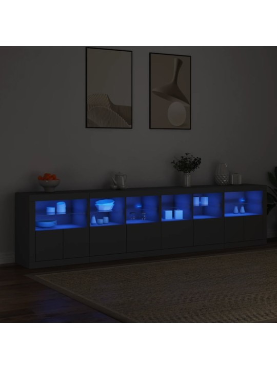 Příborník s LED osvětlením černý 283 x 37 x 67 cm