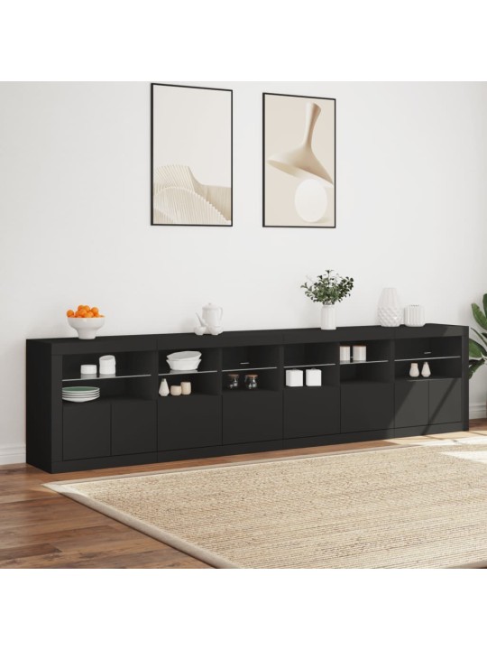 Příborník s LED osvětlením černý 283 x 37 x 67 cm