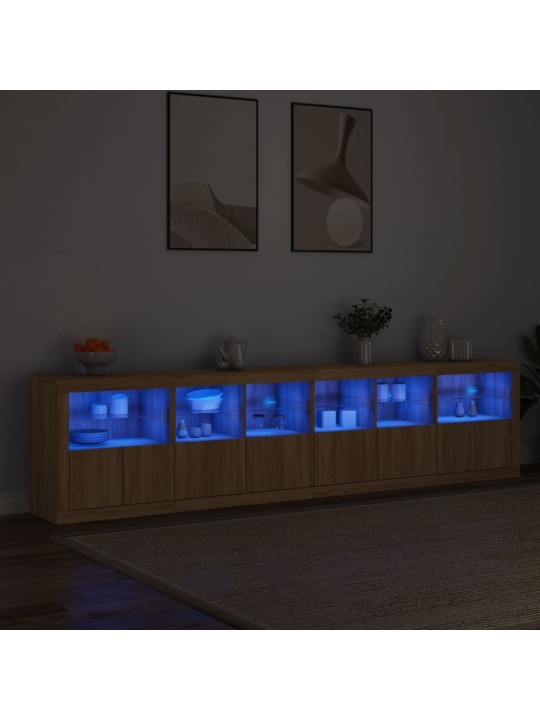 Příborník s LED osvětlením dub sonoma 283 x 37 x 67 cm