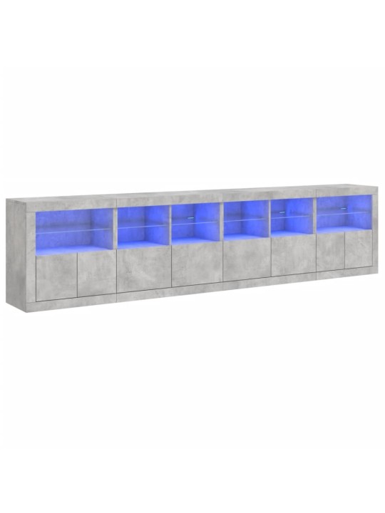 Příborník s LED osvětlením betonově šedý 283 x 37 x 67 cm