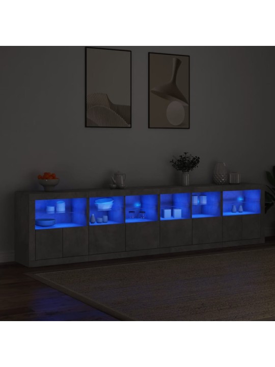 Příborník s LED osvětlením betonově šedý 283 x 37 x 67 cm