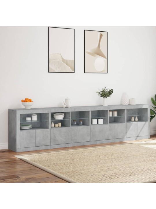 Příborník s LED osvětlením betonově šedý 283 x 37 x 67 cm