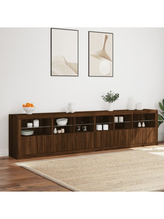 Příborník s LED osvětlením hnědý dub 283 x 37 x 67 cm