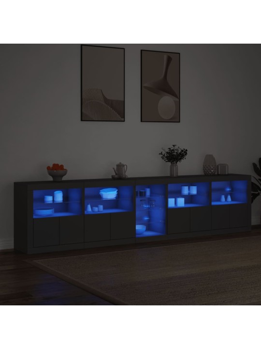 Příborník s LED osvětlením černý 283 x 37 x 67 cm