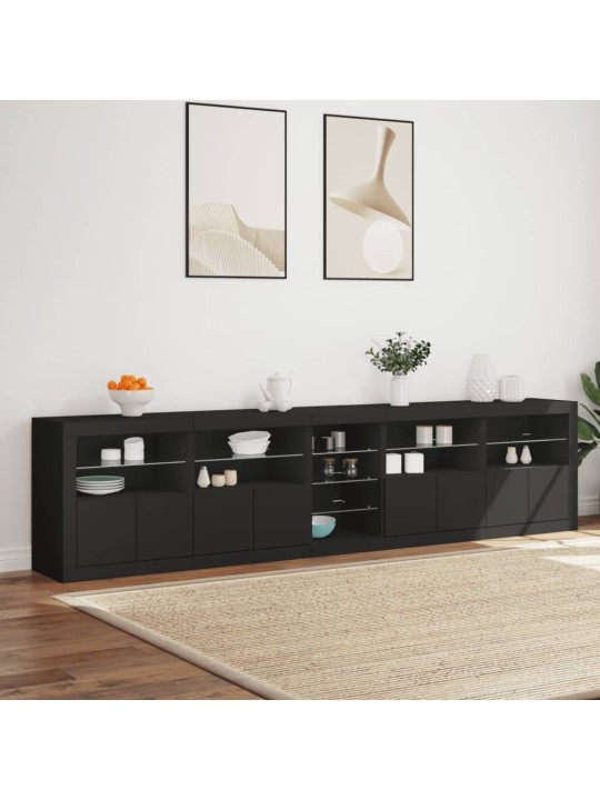 Příborník s LED osvětlením černý 283 x 37 x 67 cm