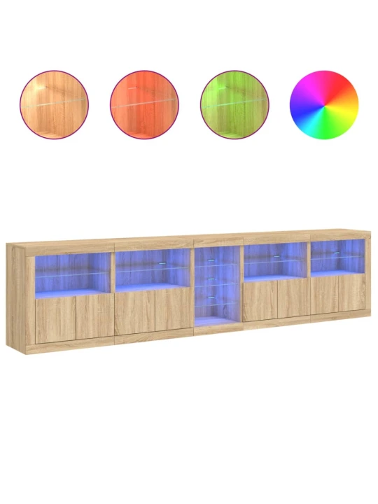 Příborník s LED osvětlením dub sonoma 283 x 37 x 67 cm