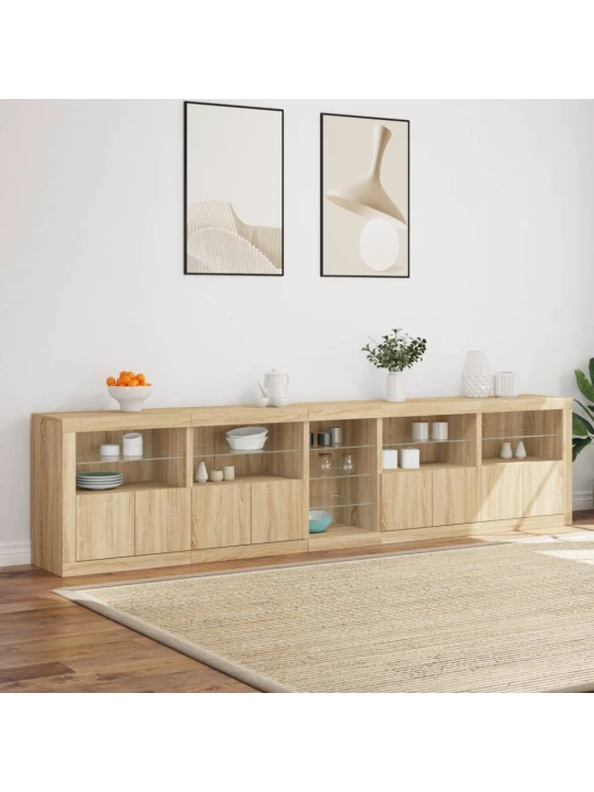 Příborník s LED osvětlením dub sonoma 283 x 37 x 67 cm