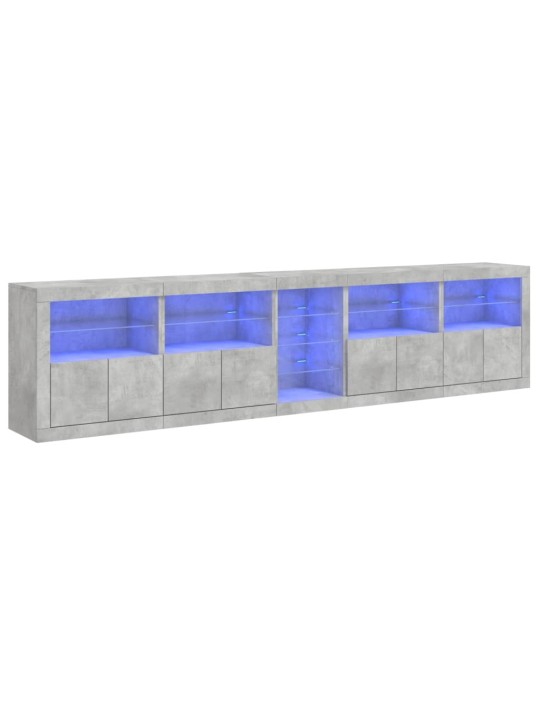 Příborník s LED osvětlením betonově šedý 283 x 37 x 67 cm