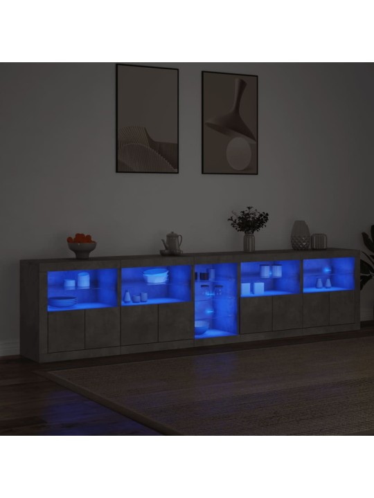 Příborník s LED osvětlením betonově šedý 283 x 37 x 67 cm