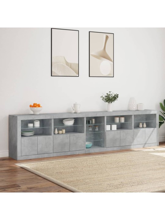 Příborník s LED osvětlením betonově šedý 283 x 37 x 67 cm