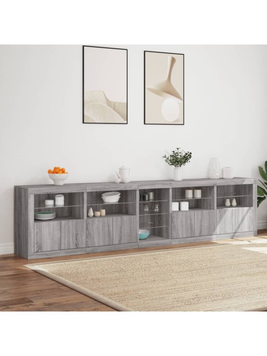 Příborník s led osvětlením šedý sonoma 283 x 37 x 67 cm