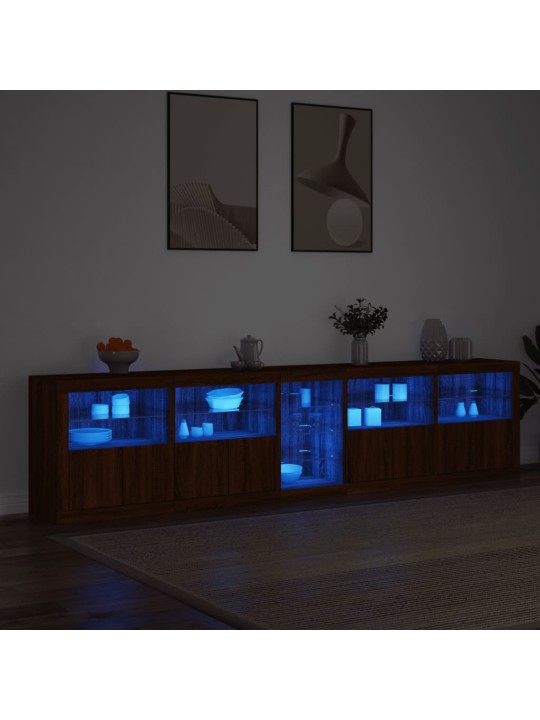 Příborník s LED osvětlením hnědý dub 283 x 37 x 67 cm