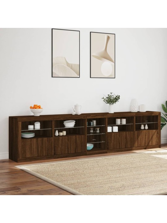 Příborník s LED osvětlením hnědý dub 283 x 37 x 67 cm