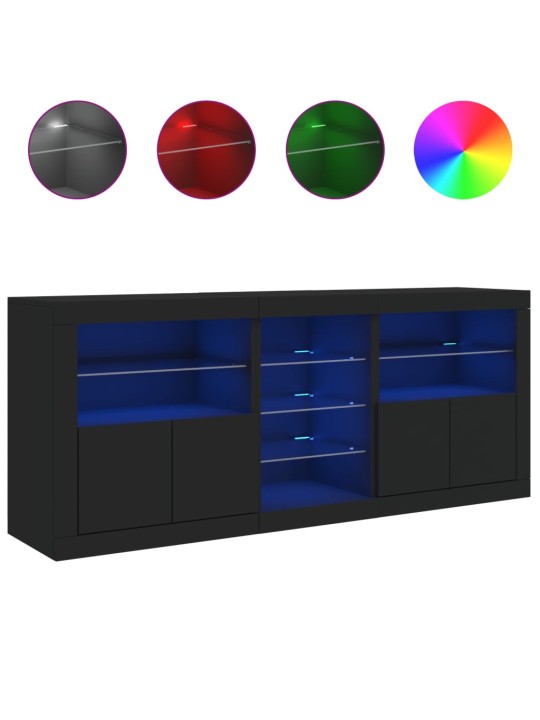 Příborník s LED osvětlením černý 162 x 37 x 67 cm